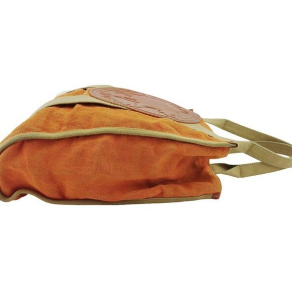 HUNTING WORLD Tote Bag Logo Orange Beige Canvas x Leather Authentic Used - Picture 4 of 10